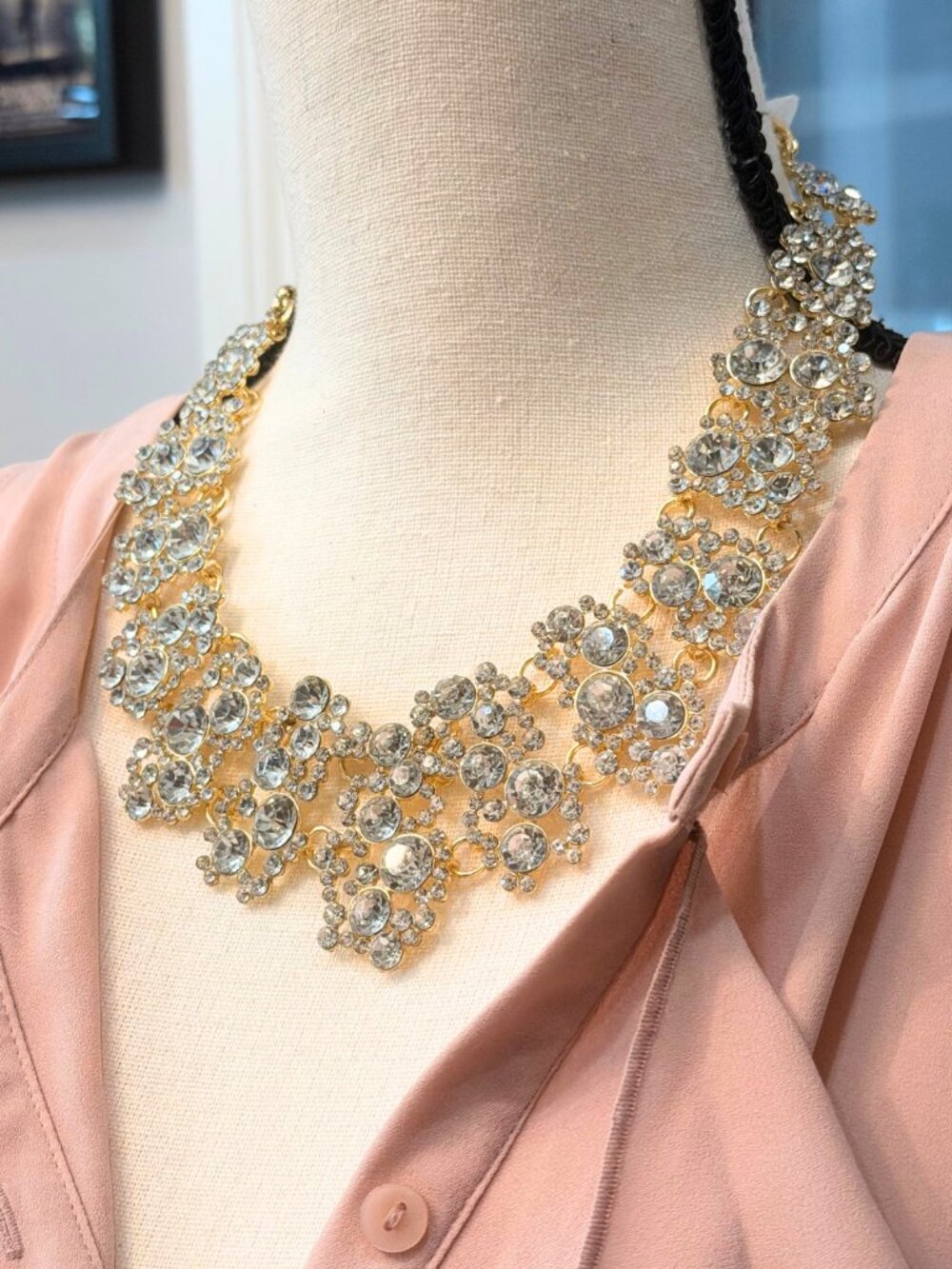 NEW Wantable Matdalee Gold Clear CZ Mariah Statement Necklace Costume Jewelry